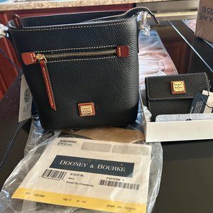 Brand New!!  Black, Dooney & Bourke Pebble Grain Small Crossbody and Wallet!!